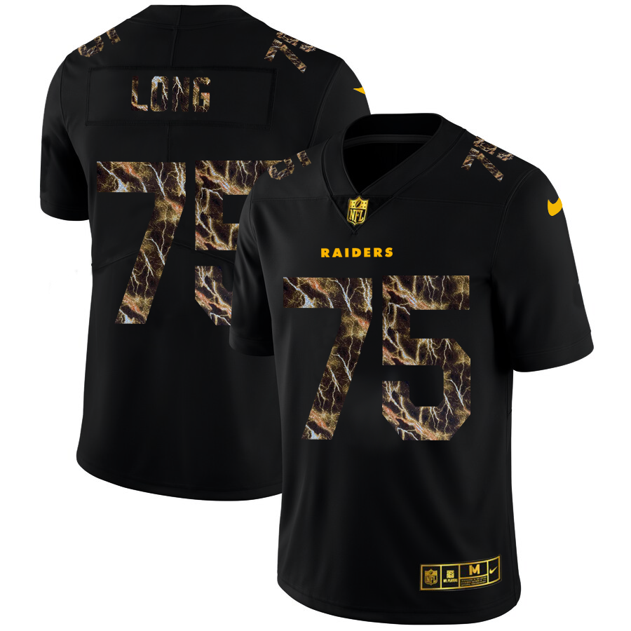 2020 Las Vegas Raiders #75 Howie Long Men Black Nike Flocked Lightning Vapor Limited NFL Jersey->oakland raiders->NFL Jersey